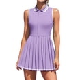 thumbnail image 1 of Charmo Robe de Tennis à Fermeture Éclair pour Femmes, Robe Polo d'Entraînement de Golf, Robe Plissée avec Shorts et Poches, 1 of 1