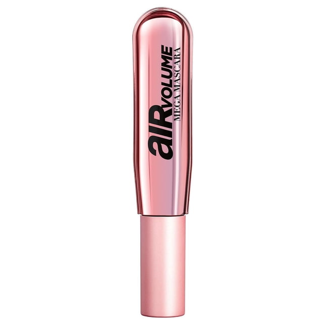 L'Oréal Paris Air Volume Mega Mascara en tube Métallique Rose en Forme de Ballon avec Texte Noir, Présentant une Formule Fouettée à l'Air pour un Volume de Cils Méga Léger, Résistance aux Bavures jusqu'à 24 Heures, Convient à Tous les types de Cils.