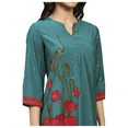 thumbnail image 3 of Biba Rangriti Indian Ethnic Kurta Pants Set (Rose Retreat 22278), Teal, Size 32, 3 of 5