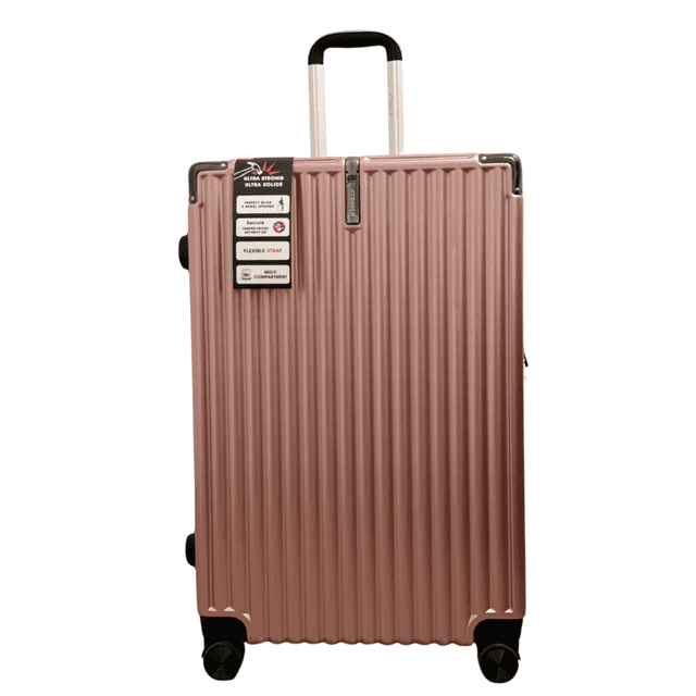 TRAVLR Strokes Carryon (20 Pouces)Hardside Luggage Expandable, Anti-Scratch, Huit Roues Silencieuses Roues et Cadenas TSA - Or Rose