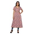 thumbnail image 1 of Moomaya Longues Robes Tuniques en Coton Imprimé à Manches Courtes avec Fente avant pour Femmes, 1 of 6