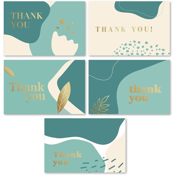Thank You Cards With Matching Envelopes | 50-count, Gold Foil - Blank Note Cards, Perfect For Wedding, Business, Gift Cards, Graduation, Baby Shower, Funeral (sage Green)