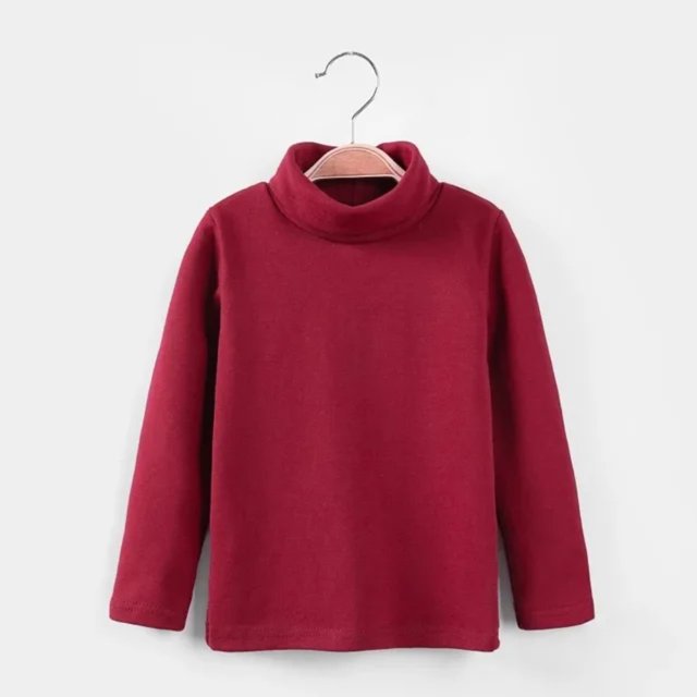 LNGOOR Nouveau 2021 Automne Hiver Garçons Filles Mode T-shirt Uni Manches Longues Col Rond Chaud Décontracté
