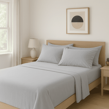 Comfy Bamboo World Series 4pc Microfiber Bedsheets Sheet Set, King Size Bed, Grey
