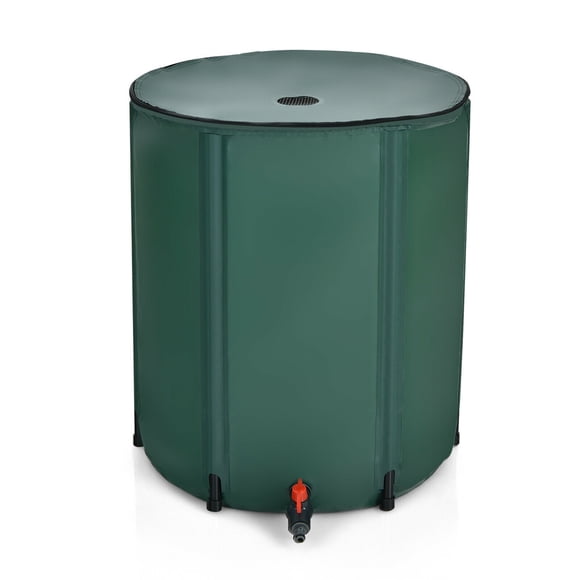 Gymax Baril de Pluie Portable de 53 Gallons, Collecteur d'Eau, Réservoir Pliable avec Filtre à Robinet