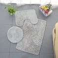 thumbnail image 2 of 3 Pieces Shaggy Bath Mat Set,Soft Absorbent Plush Microfiber Bathroom Rugs,Non Slip Bath Rugs Tie Dye Plush Bathroom Rugs Sets,U Shaped Toilet Contour Matm,Bath Rug,Toilet Lid Cover Mat with Rubber, 2 of 7