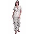 thumbnail image 1 of Moomaya Pyjama Chemise en Coton Imprimé Col à Encoche Tenue de Nuit Ensemble de Pyjama pour Femme, 1 of 6