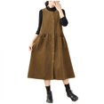 thumbnail image 3 of QATAINLAV Alléger Ventes du Jour Robe Débardeur en Velours Côtelé pour Femme à Boutons Décontractée Col Rond Sans Manches Robes Chasubles au-Dessus du Genou Longue Robe Salopette avec Poches Kaki TG, 3 of 5