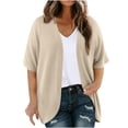 thumbnail image 1 of Plebaso Womens Plus Size Cardigan Short Sleeve Summer Cardigans Open Front Casual Blouses with Pockets, 1 of 7