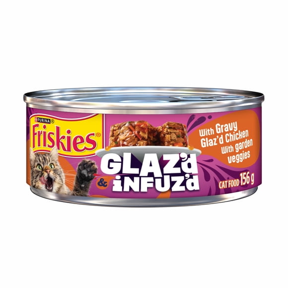 Friskies Glaz'd & Infuz'd Avec poulet laqué, Nourriture Humide pour Chats, 156 g