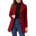 thumbnail image 1 of INSPIRE CHIC Manteau d'Hiver Élégant pour Femme à Revers Cranté, Boutonné, à Simple Boutonnage, Rouge G, 1 of 6