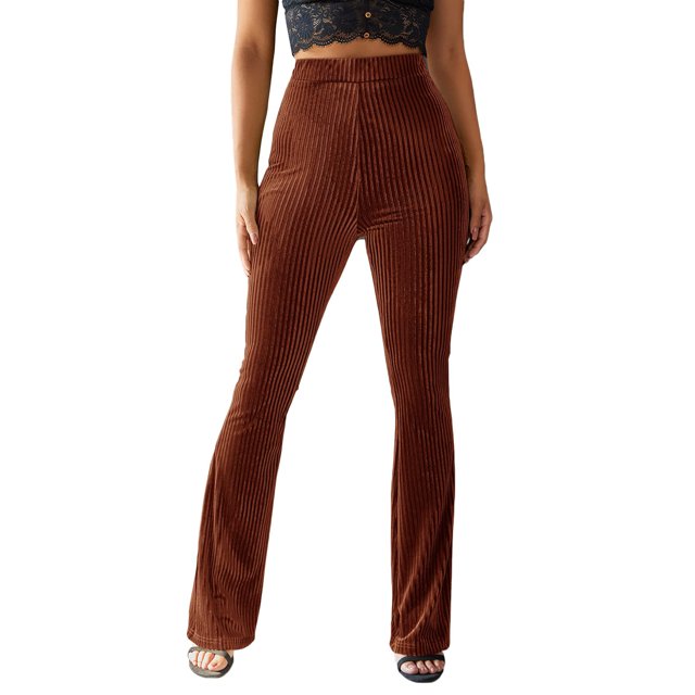 Wangsaura Women's Bootcut Yoga Pants Tummy Control Bootleg Velvet Sweatpants