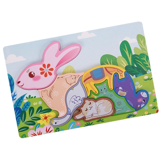 HILABEE Wooden Animal Puzzles Early Educational Animal Recognition Shape Matching Puzzle