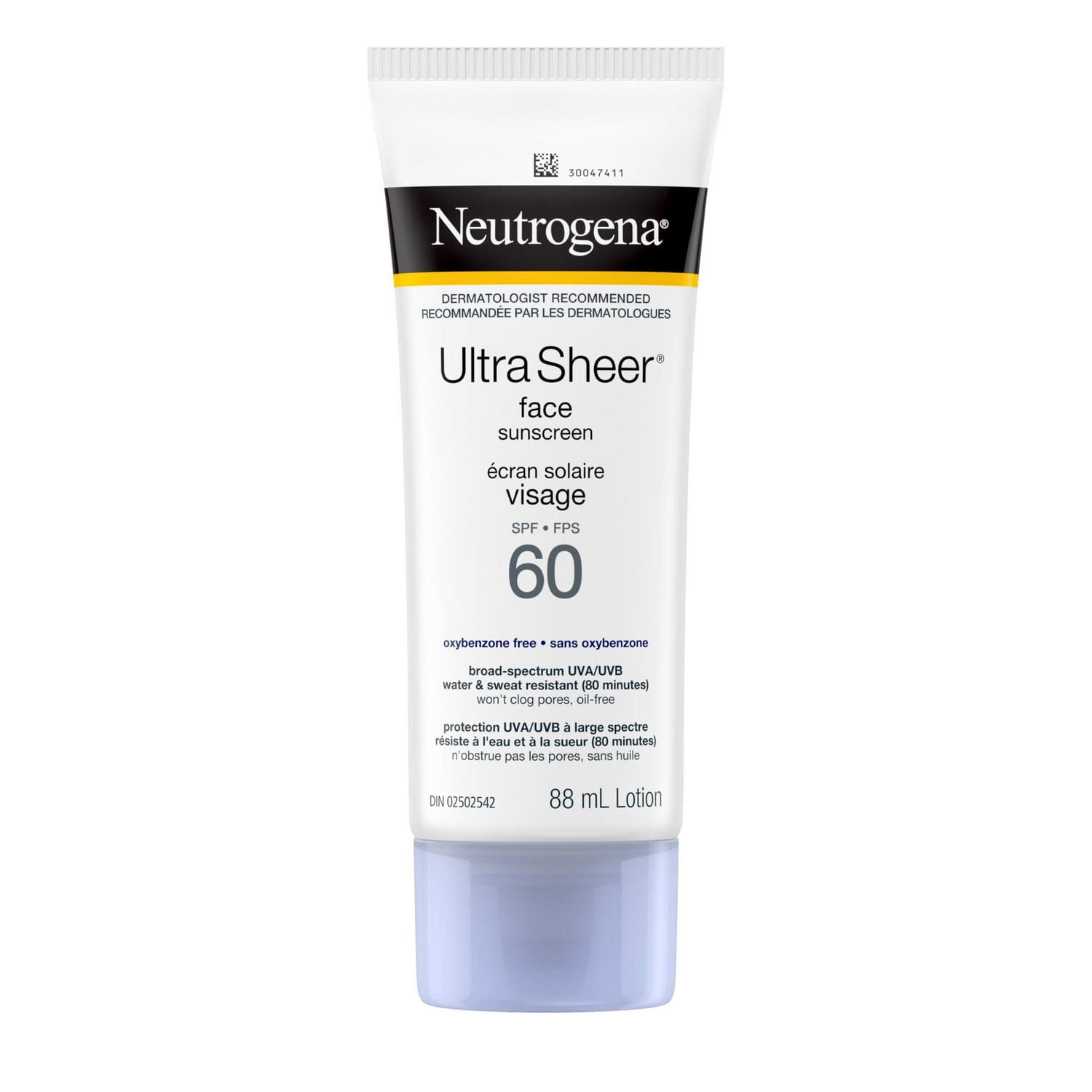 Neutrogena Ultra Sheer Écran Solaire Visage FPS 60, Non Gras, Léger
