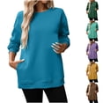 thumbnail image 1 of Yuyuzo Chandails à Col Rond pour Femmes, Chandails Décontractés à Manches Longues, Mode d'Automne, Couleur Unie, Doux et Confortables, Hauts à Enfiler, 1 of 7