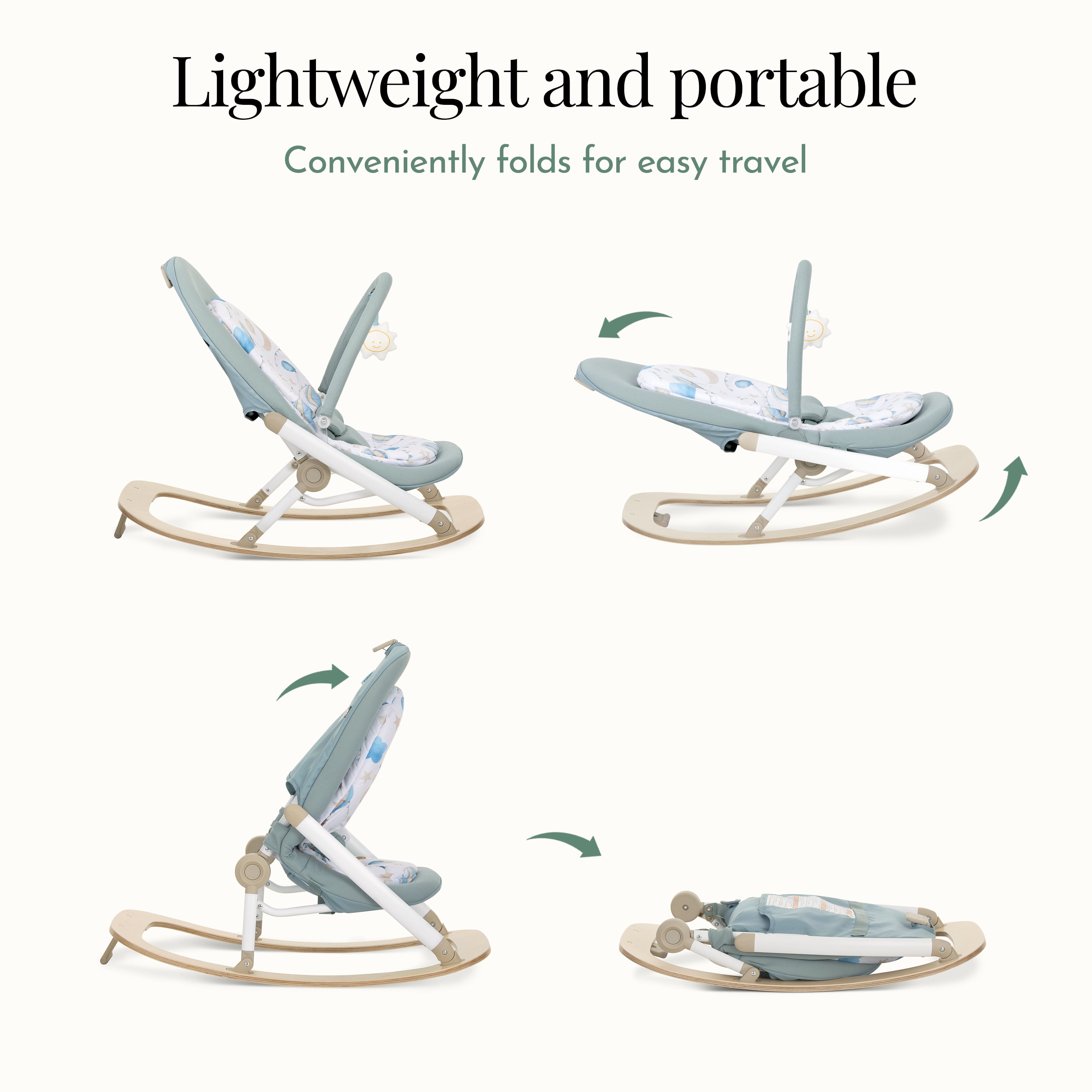 Dream On Me SleekSway Portable Rocker, Mint White