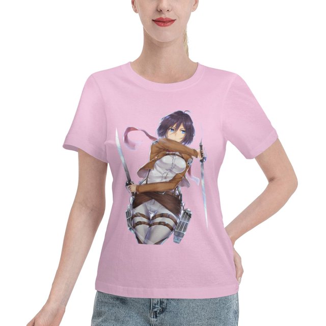 Women's Basic Short Sleeve T-Shirt Attacking Giant Mikasa Ackerman
