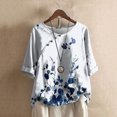 thumbnail image 1 of SMihono Hauts pour Femmes Été Chic Décontracté Mode Femme Décontracté Col Rond Blouse Imprimée T-Shirt Manches 1/2 T-Shirt d'Été Hauts Grande Taille T-Shirt, 1 of 4