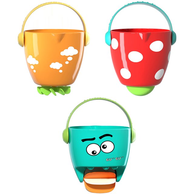Babies Bath Play Set Mini Shower Bucket Stacking Toy 3.94X3.15X3.15 Inches Water Fun 0.143 Lb For Infants Educational