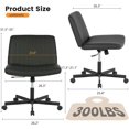 thumbnail image 3 of FDW Chaise Croisée, Roues Assise en Tailleur Bureau Moderne Pivotante Hauteur Réglable Siège Grand Tâche Informatique Confortable Tissu Sans Accoudoirs, Noir, 3 of 7