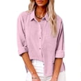 thumbnail image 2 of Yuyuzo Womens Plus Size Button down Shirts Cotton Linen Fall Casual Long Sleeve Solid Color Blouses, 2 of 7