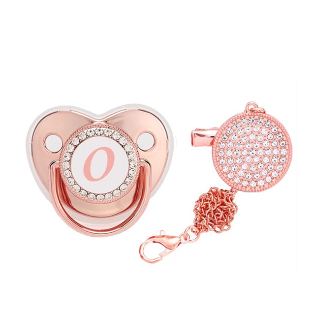 XZNGL Baby Pacifier 26 Letter Name Initial Clip Silicone Infant Nipple Bling Newborn Pacifier