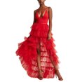 thumbnail image 1 of Fortune Women Tulle Skirt Solid Color Mesh Irregular Floor Length Party Skirt, 1 of 6