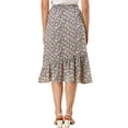 thumbnail image 3 of Unique Bargains Women's Floral Elastic Waist Ruffle High Low Hem Skirts, 3 of 6