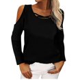 thumbnail image 1 of Chemises d'Été pour Femmes Col en V Croisé Épaules Dénudées Blouse, 1 of 6