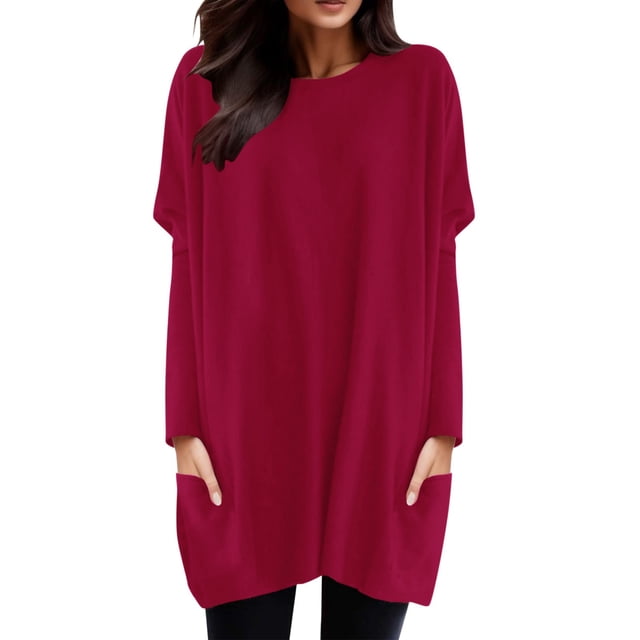 2025 Femmes Automne et Hiver Mod Bod Hauts Confortables Col Rond Long Col Montant Chemises pour Femmes Manche Longue T-Shirt Col Roulé Chemise à Manches Longues Femme Haut Poche Manches Bouffantes Imprimé