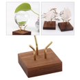 thumbnail image 2 of Brass Arm Display Stand Wooden Square Base Marbles Gems Base Sphere Holder Collectibles Wulnut Support for Agate Fossils Crystals Rocks, 2 of 8