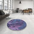 thumbnail image 4 of Ahgly Company Machine Washable Indoor Square Transitional Periwinkle Purple Area Rugs, 3' Square, 4 of 7
