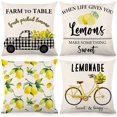 thumbnail image 1 of Summer Lemon Pillow Covers 18x18 Inches Set of 4 Buffalo Check Summer Outdoor Decorations Farmhouse Throw Pillowcase Linen Cushion Case Home Decor for Spring Summer, 1 of 5
