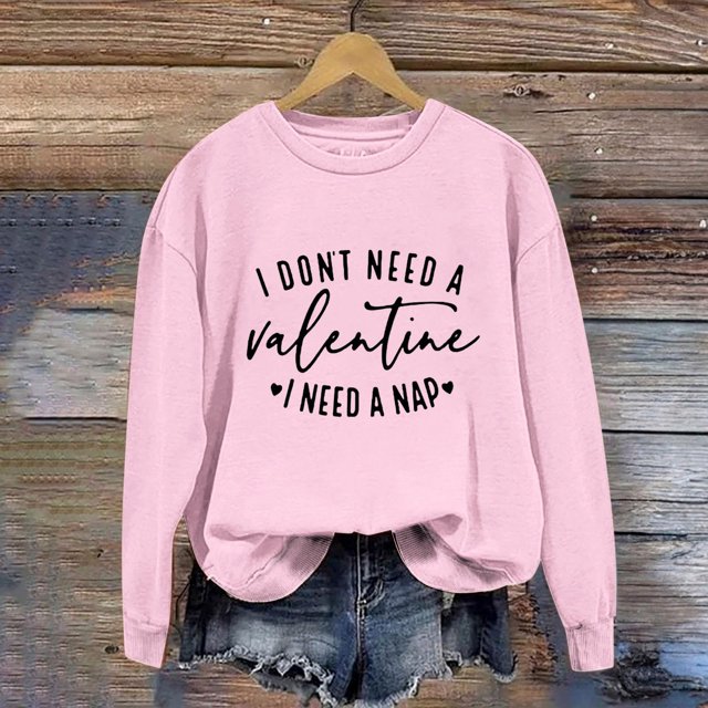 Meichang Sweat-Shirt pour Femmes, Chemise de la Saint-Valentin, Manches Longues, Cœur d'Amour, Imprimé Tendance, Col Rond, Décontracté, Printemps