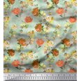 thumbnail image 1 of Soimoi Orange Poly Georgette Fabric Leaves & Floral Printed Craft Fabric by The Yard 42 Inch Wide, 1 of 3