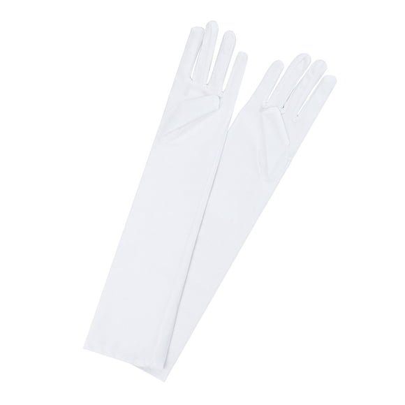 Clearance Gloves Mittens Party Gloves Women Satin 22'' White Mittens Finger Long Black Gloves