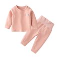 thumbnail image 3 of vdgthytj Toddler Baby Baby Girl Fall Clothes Ribbed Crewneck Long Sleeve Tops and High Waisted 2 Piece Matching Outfit, 3 of 5
