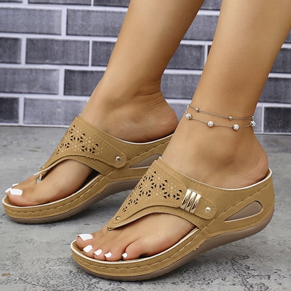 Amzcrzy Womens Sandals Fashion Flip Flops Wedge Sandals for Women Casual Comfortable Slides Sandals Summer Breathable Slip on Shoes for Women