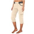 thumbnail image 1 of Timegard Pantalon Cargo pour Femmes Capris à Cordon Taille Élastique Actif Randonnée Plein Air Pantalon Court, 1 of 6