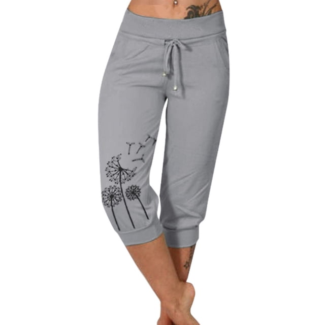 My Order! Georges Hiking Pants Joggers Woman Fashion Drawstring Pockets Elastic Waist Printing Capris Pants