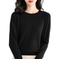 thumbnail image 1 of Duoif Chandails pour Femmes Chandails Légers Tendance pour Femmes Manches Longues Col Rond Léger Doux Tricoté Chandail Blouse Tricotée Chandails pour Femmes Hauts pour Femmes Noir P, 1 of 3