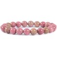 thumbnail image 1 of Angelstones Bracelet Extensible Unisexe en Perles Rondes 8 mm avec Pierre Précieuse Rhodonite Rose Naturelle 7 Pouces, 1 of 2