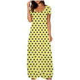 thumbnail image 1 of fatyb Robes Maxi à Manches Courtes pour Femmes Col Ras du Cou Décontractées Longues Robes Imprimées Robes T-Shirt d'Été, 1 of 5