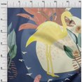 thumbnail image 3 of oneOone Rayon Royal Blue Fabric Tropical Abstract With Flamingo Craft Projects Decor Fabric Printed By The Yard 56 Inch Wide, 3 of 4