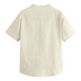 thumbnail image 2 of CHOK Boys Button Up Henley Short Sleeve Linen Cotton Tops with Pocket, 2 of 3