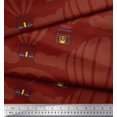 thumbnail image 2 of Soimoi Red Rayon Fabric Architectural Structure & Hot Air Balloon Holiday Fabric Prints By Yard 42 Inch Wide, 2 of 3