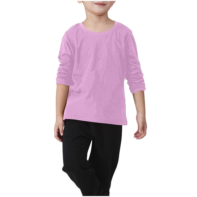 T-shirts à Manches Longues pour Filles, Hauts d'Automne pour Enfants, Col Ras du Cou, T-Shirts Basiques