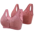 thumbnail image 1 of biudgviw Front Closure Bras for Women 2 Pc Wireless Push up Full Coverage Plus Size Bras Supportive Everyday Bralettes, 1 of 2