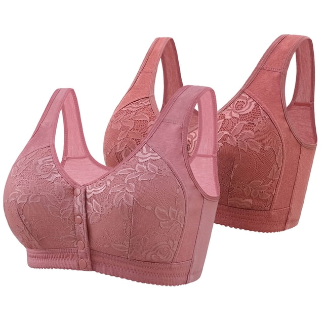 biudgviw Front Closure Bras for Women 2 Pc Wireless Push up Full Coverage Plus Size Bras Supportive Everyday Bralettes