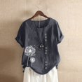 thumbnail image 2 of Plus Size Tops For Womens Casual Loose Button Linen Plus Size Daily Boho Tanic T-Shirt Blouse Tops, 2 of 6